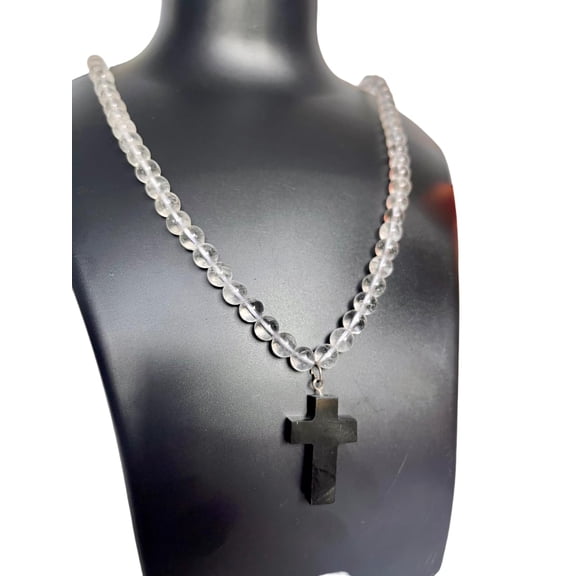 crystalmiracle Clear Quartz Necklace with Black Tourmaline Pendant Crystal Accessory Fashion Men Women Gift Handcrafted