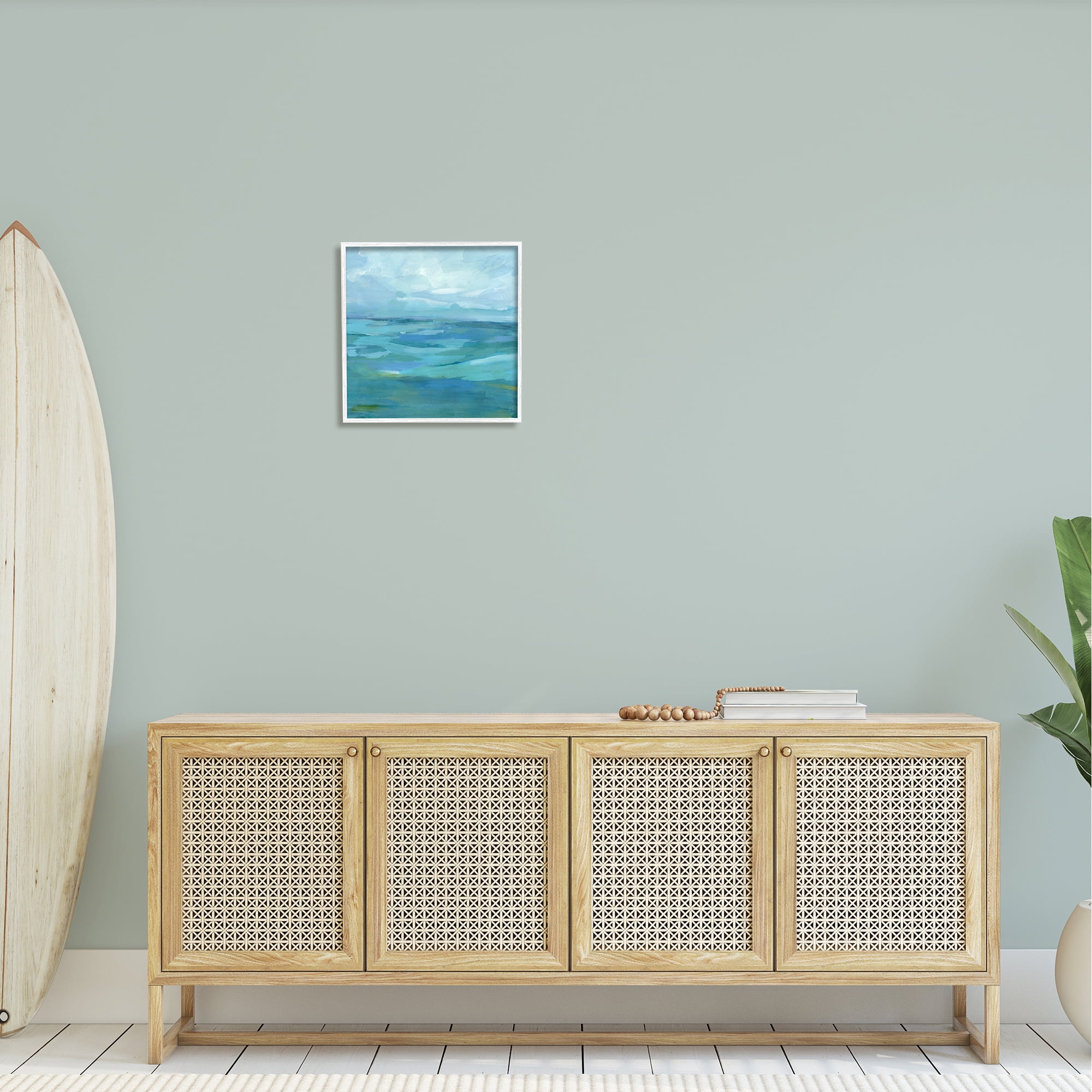Stupell Flowing Ocean Tide Abstract Landscape Painting White Framed Art Print Wall Art