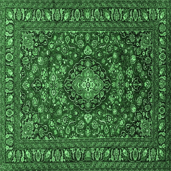 Ahgly Company Indoor Square Persian Emerald Green Traditional Area Rugs, 8' Square