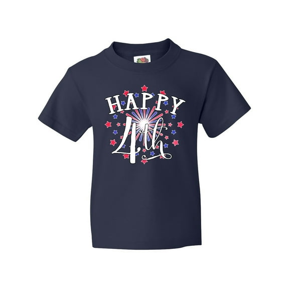 Inktastic Happy 4th- Fourth of July Firework Youth T-Shirt
