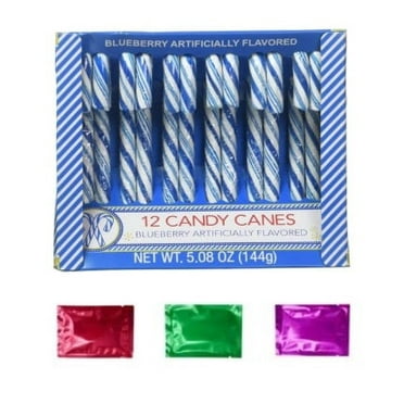 Blueberry Candy Canes for Christmas 12-Count (1 Pack) – Festive Holiday Treats, Perfect for Stocking Stuffers, Gift Baskets, Party Favors, and Christmas Tree Decorations