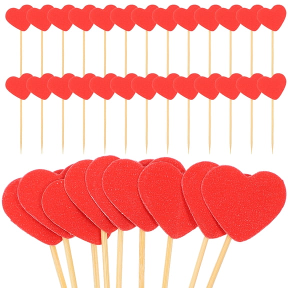 Hytrove Heart Shaped Cupcake Toppers Wedding Engagement Parties 50Pcs