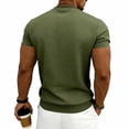 thumbnail image 6 of Men's Crewneck T-Shirts with Short Sleeve Summer Casual Stretchy Shirt Textured Jacquard Tops Size M-3XL Army Green, 6 of 7