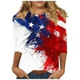 thumbnail image 2 of BLTIBY Womens Blouse Summer Independence Day Printed Round Neck Short Sleeve Shirts Loose Novelty Graphic T-Shirts Fashion Casual Pullover Tops 2025 Multicolor 10 S, 2 of 5