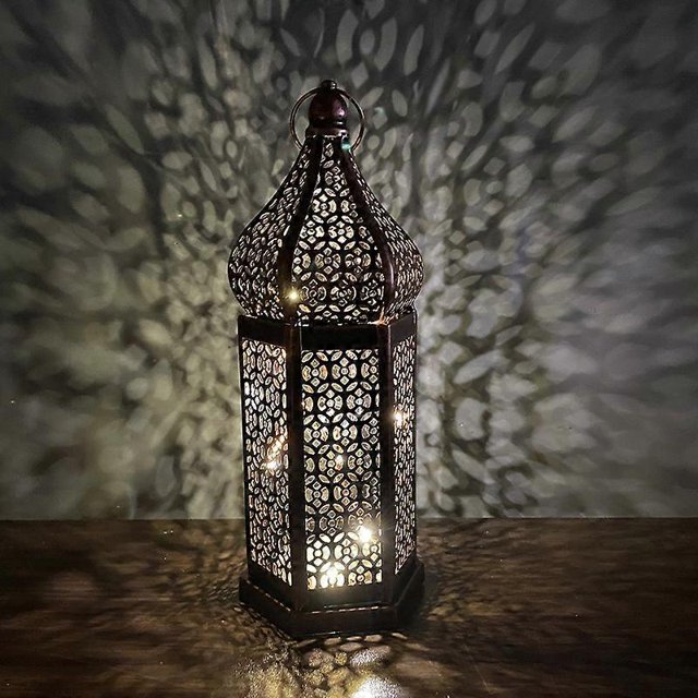 SZTXJ Small Moroccan lantern in black metal 27.2cm - Moroccan tealight for outdoor in the garden or indoor on the table - Lanterns for candle - orient