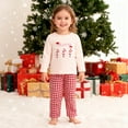 thumbnail image 2 of Afdoent Girls Clothes Fashion Girls Christmas Two Piece Candy Cane Embroidered Top With Red White Plaid Trousers Festive Holiday Party Outfit For Toddler Kids 6-12 Months, 2 of 9
