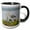 Black/White, variant on 3drose, Great Blue Heron Building Its Nest., 11oz Two-tone Yellow Mug