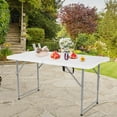 NiamVelo 4 ft Folding Table Plastic Portable Tables w/Handle