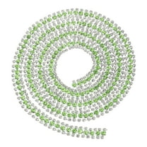 Uxcell 1 Yard 3 Rows Crystal Rhinestone Close Chain Trim, Claw Cup Chain with Silver Base for DIY Craft, White/Light Green/White