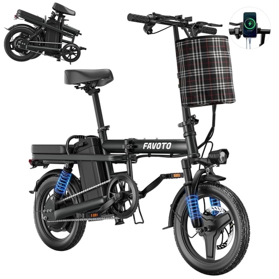 15.6AH Electric Bike for Adults Teens – 32KM/H, 40-80KM Range, Front   Rear Suspension, 14" Folding Electric Bicycle eBike for Commuting and Leisure