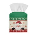 thumbnail image 2 of FUIALDOLG PU Leather Square Tissue Box Cover - Cute Santa Tissue Cube Box Holder with Metal Button Bottom, Green Christmas Decorative Organizer for Vanity Toilet Night Stand Table Office Car, 2 of 7