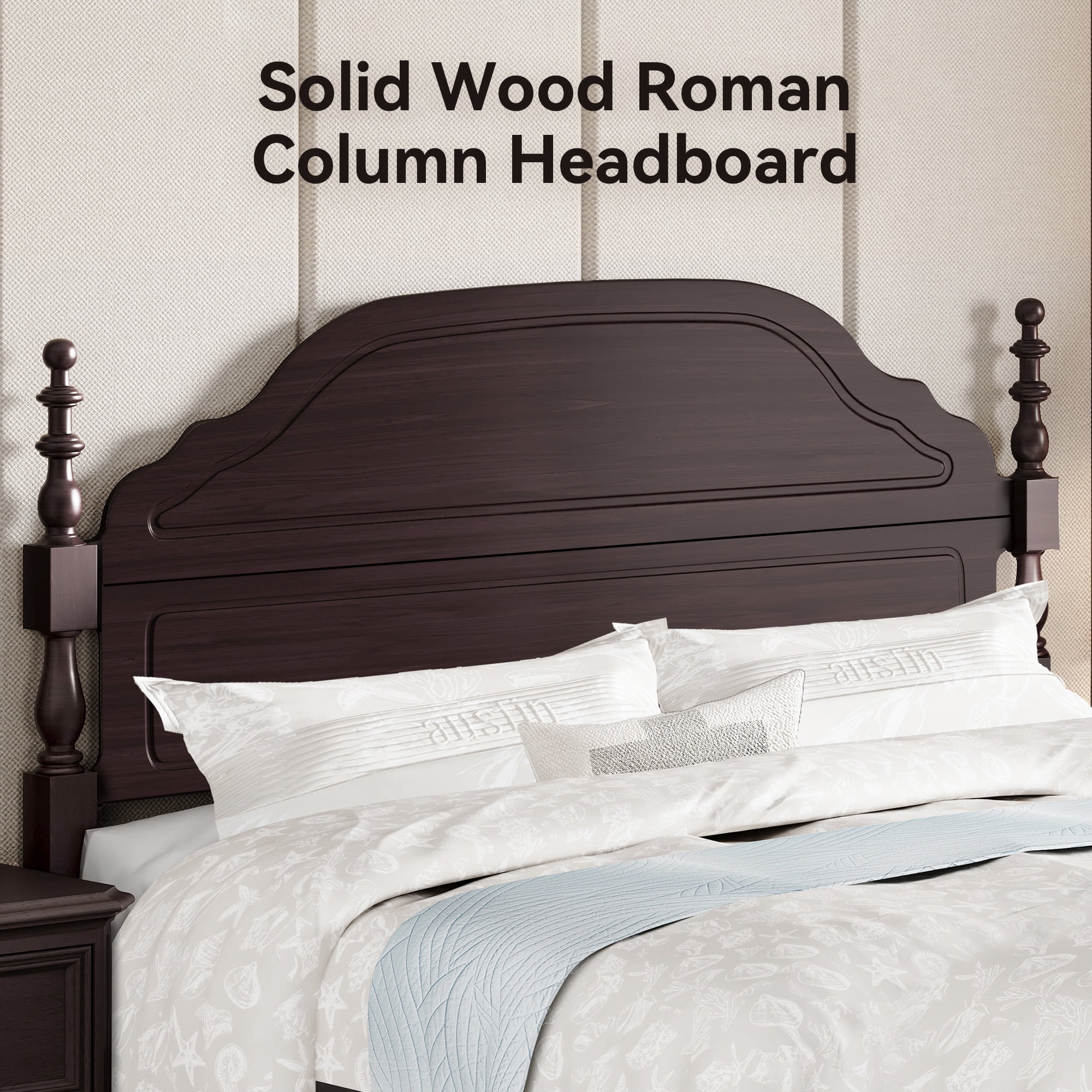Sailvan Queen Bed Frame with Headboard and Footboard, Wood Bed Frame Queen Size with 12 Wood Slats Support, No Box Spring Needed Easy Assembly