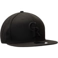 thumbnail image 3 of Colorado Rockies New Era Black on Black 9FIFTY Team Snapback Adjustable Hat - Black, 3 of 5