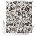thumbnail image 2 of Black Spring Floral Waterproof Fabric Shower Curtain,Summer Botanical Farmhouse Vintage Waterproof Fabric Shower Curtain for Bathroom Curtains Bathtubs Shower Curtains with 12 Hooks Small 36x72in, 2 of 8