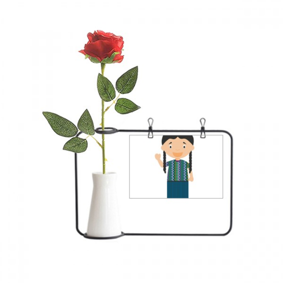 Long Pigtail Guatemala Cartoon Artificial Rose Flower Hanging Vases Decoration Bottle
