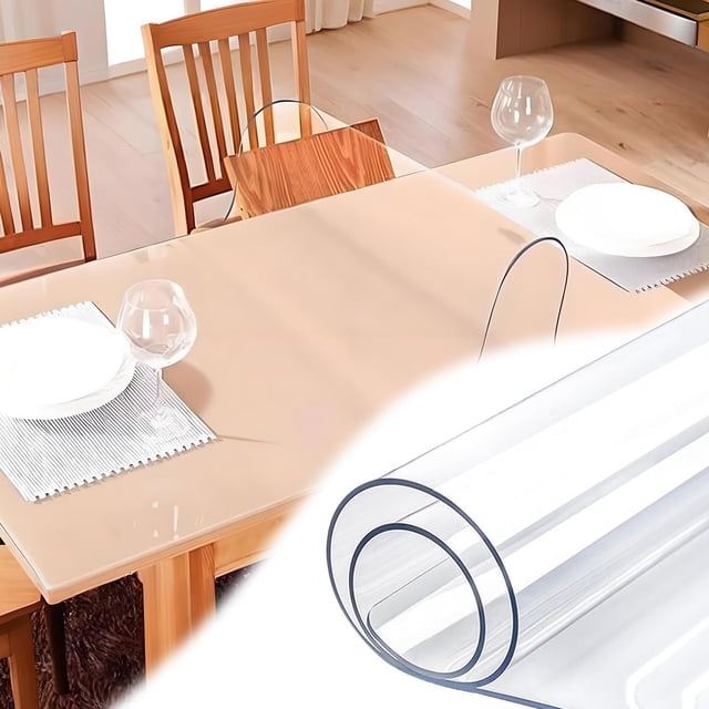 Mantel Individual de PVC Transparente Protector de Mesa Rectangular Cubierta para Mesa de Comedor Resistente al Agua y al Aceite Almohadilla de Escritorio Plástico Table Cover Protector