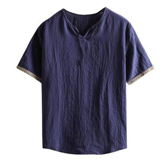 Men's Linen Blend T Shirt Lightweight, Breathable, Ideal for Summer Casual Wear, Machine Washable, Multiple Colors & Sizes