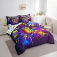 thumbnail image 3 of Gaming Bed in a Bag King Size Comforter Set 7 Pieces,Gamer Bedding Sets Gothic Halloween Spider Blue Yellow Purple Sheet Set with Comforter Gamer Room Decor for Boys, 3 of 6