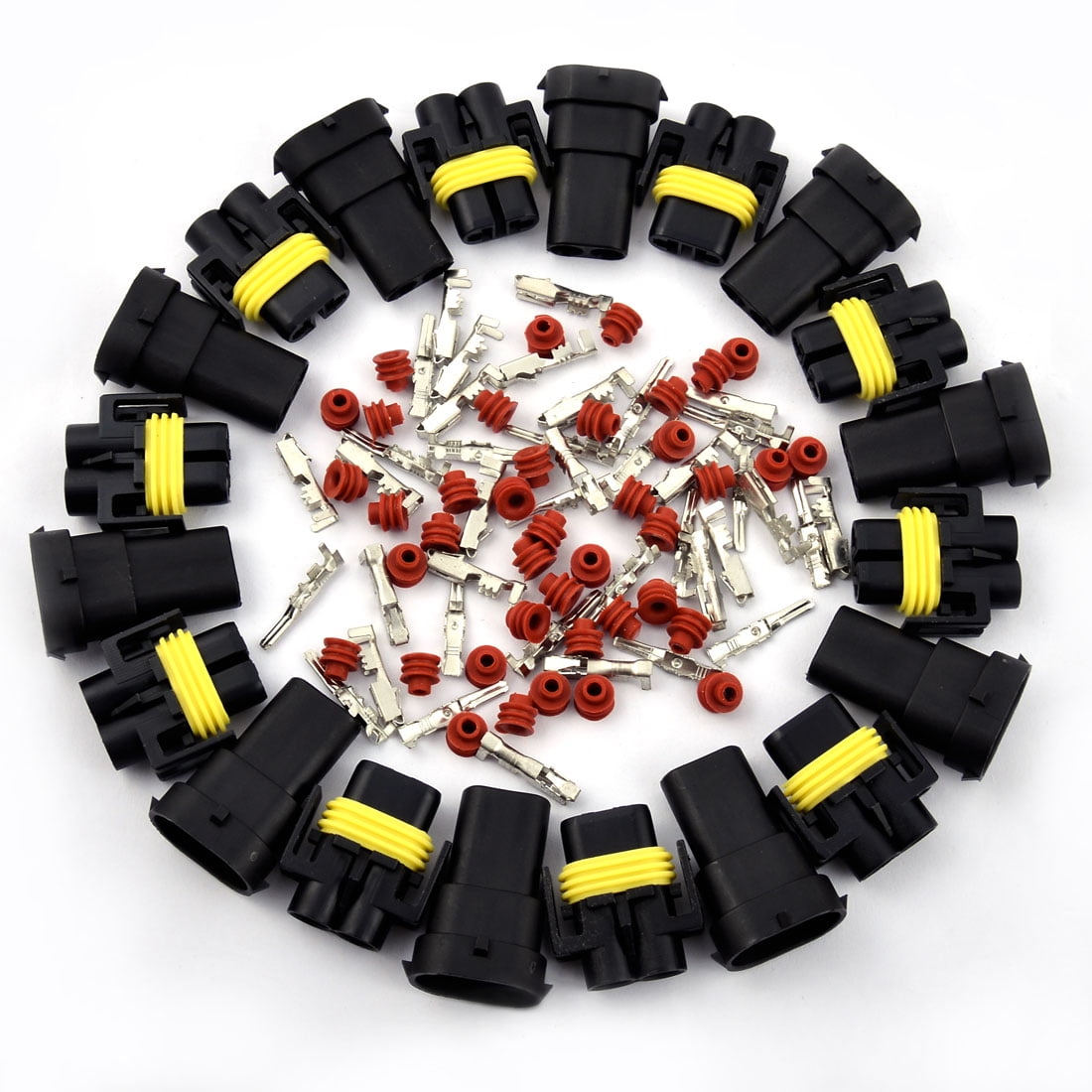 Car 2 Terminal Waterproof Electrical Wire HID Connector Adapter 10 Set