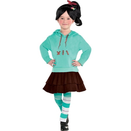 Suit Yourself Wreck-It Ralph 2 Vanellope Costume for Girls, Includes a Dress, Leggings, Hair Clips, and Wig