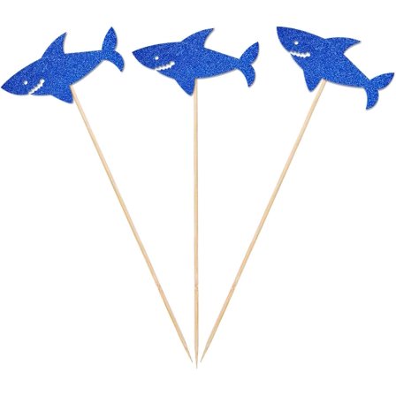 Shark Centerpiece Sticks, 12-Pack Table Topper Double-Sided Birthday Baby Shower Party Decorations