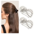 thumbnail image 5 of Unique Bargains 2pcs Plastic Hair Claws Hair Clips Hair Barrettes for Women Light Gray 3.39''x1.89''x0.91'', 5 of 7