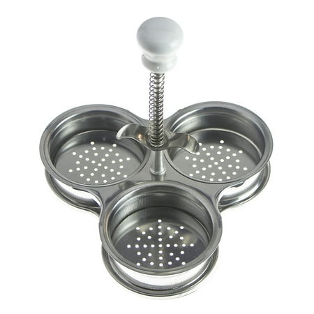 

HeroNeo Stainless Steel Egg Poacher 3 Grid Steamer Eggs Boiler Multi Function Gadgets