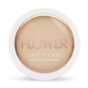 Flower Beauty Light Illusion Perfecting Powder - Pressed Powder Face Makeup, Buildable Medium Coverage with Blurring Pigments, Includes Mirror & Sponge (Soft Sand)