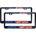 thumbnail image 2 of 2PC American Flag License Plate Frames for Women/Men, Black Stainless Steel Car Tag Frame, 6"x12" 2 Holes & Screws Fits Standard US/CA, 2 of 4