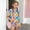 Blue, variant on CYRBOKO Girls Summer Outfit Sets, Casual Floral Print Elastic Waist Gift Kids Two-Piece Sets Purple Size 5-6 T