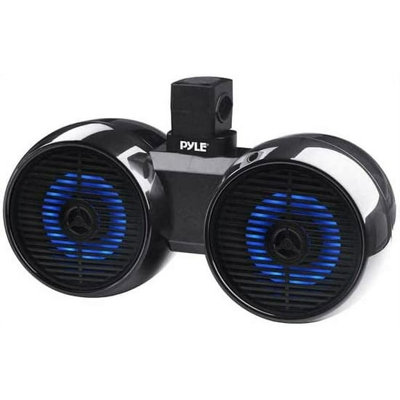 Pyle 8" Marine Wakeboard Water Resistant Bluetooth Speaker - Dual 2-Way Mini Box Speaker System with Built-in LED Lights