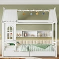 thumbnail image 2 of Newest House Kids Playhouse Twin Size Platform Bed with Storage Drawers and Shelves, Solid Wood Whimsical Design, White, 2 of 11