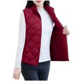 thumbnail image 6 of gbyLJF Women's Quilted Vest Solid Color Stand Collar Sleeveless Puffer Vest Lightweight Zip Up Padded Waistcoat with Pockets, 6 of 9