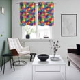 thumbnail image 5 of 2 Panels Kitchen Tier Curtains 39 Inch Length, Colorful Geometric Grommets Window Treatment Curtain, Modern Multicolor Abstract Motifs Thermal Curtains Drapes for Living Room/Bathroom, 5 of 9