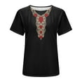 thumbnail image 5 of Penkiiy Casual Woen's Ethnic Style Embroidered Printing T Shirt Tee Graphic Tee Outdoor Daily Vacation T Shirt Short Sleeve Crew Neck Shirt Spring Fall Clothing Apparel S Black, 5 of 6