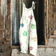 thumbnail image 2 of QATAINLAV Jumpsuits for Women Summer, Dog Paw Printed Hippie Overalls Loose Fit Wide Leg Jumper Outdoor Linen One Piece Pants with Pockets Purses for Women Clearance Beige L, 2 of 6