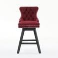 thumbnail image 2 of Dining Chairs Swivel Velvet Barstools with Button Tufted Decoration and Wooden Legs, and Chrome Nailhead Trim, Leisure Style Bar Chairs,Bar stools, Set of 2 (Wine Red),SW1860WR,Wooden Dining Chairs, 2 of 24