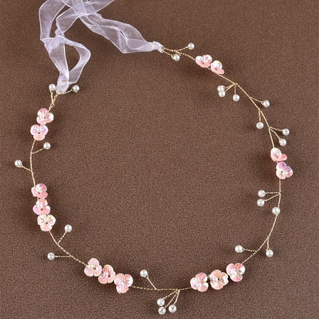 Namzi Bridal Flower Wedding Hair Pins Crystal Pearl Hair Combs Clips Headpiece Gold Wedding Hair Accessories Jewelry with Rhinestone for Brides Bridesmaids Women Girls (Pink)