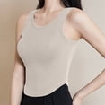 thumbnail image 2 of Kaemgyyd Hauts Extensibles pour Femmes Col Rond Sans Manches Débardeur Ourlet Incurvé Soutien-Gorge Intégré Pyjama, 2 of 5