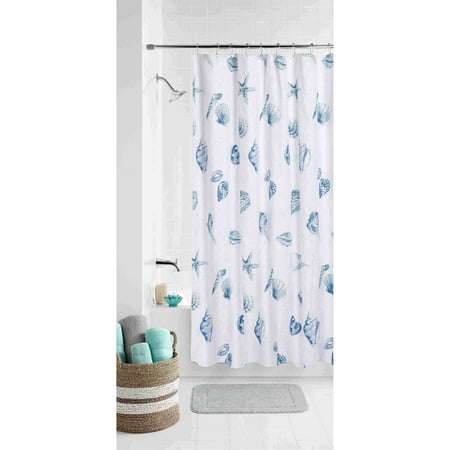 Mainstay Seashell Toss Shower Curtain Walmart Com