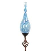 Exhart Light Blue Pearlized Glass Twisted Flame  Solar Powered Garden Stake, 36 inch (Decor for Home Patio, Outdoor Garden, Yard or Lawn), Metal, Teal