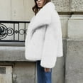 thumbnail image 5 of Zedker Winter Wool Coats for Women Faux Fur Lapel Furry Winter Jackets Parka Coat,Plus Size WhiteL, 5 of 8
