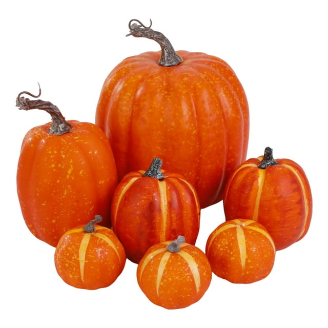 7x Assorted Artificial Pumpkins Fall Foam Crafts Halloween Home Decors Party yellow