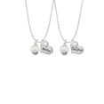 thumbnail image 2 of Delight Jewelry Opaque White Faceted Glass Spinner Mother & Daughter Heart Necklaces (Set of 2), 19"+2", 2 of 4