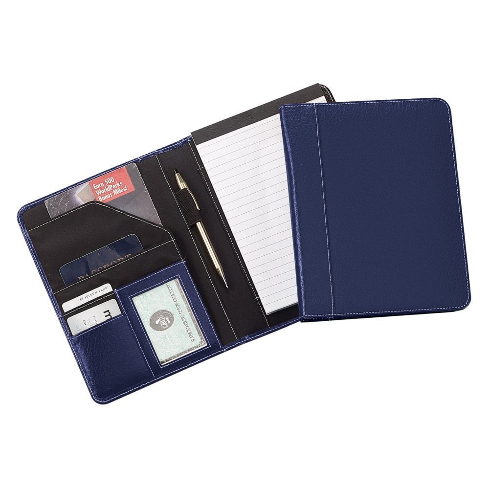 Jr. Size Memo Leather Pad Holder NAVY, Made with colored bonded