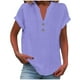 thumbnail image 3 of Blusa,Camiseta de cuello en V para mujer, blusa informal holgada, mezcla de algodón y lino, manga larga para uso diario, sopatenor, 3 of 9