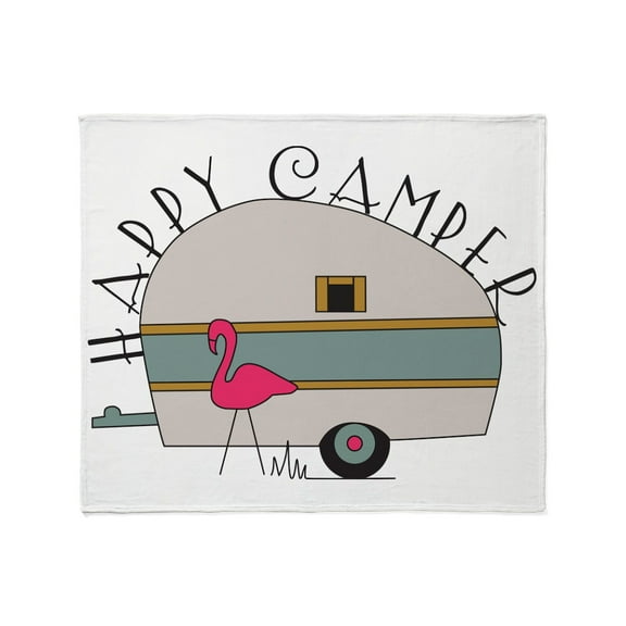 CafePress - Happy Camper Throw Blanket - Soft Fleece Throw Blanket, 50"x60" for All Ages