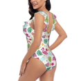 thumbnail image 5 of Yiaed Cute Flamingo Print Women's Ruffled One Piece Swimsuit V Neck Swimwear Slimming Monokini for Woman-Medium, 5 of 8