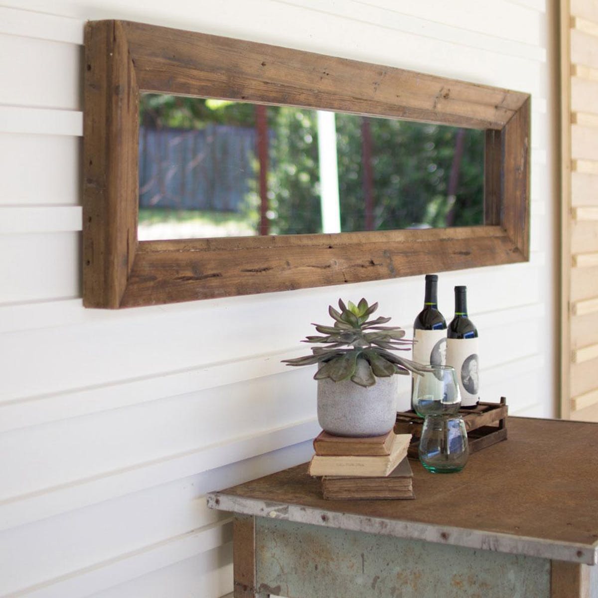 Kalalou Long Rectangle Mirror With Recycled Wood Frame CLL2293