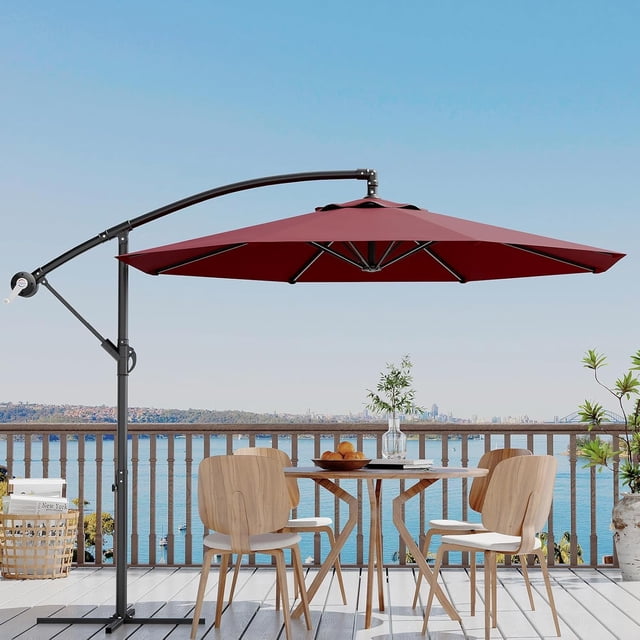 CazToi Parasol Déporté de Patio 10 Pi, Inclinaison 360°, Pare-Soleil